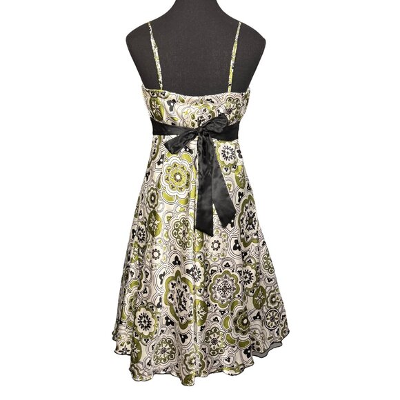 Vintage Y2k Floral Mini Dress, Satin Finish, Empire Waist, Semi Formal - Picture 6 of 10